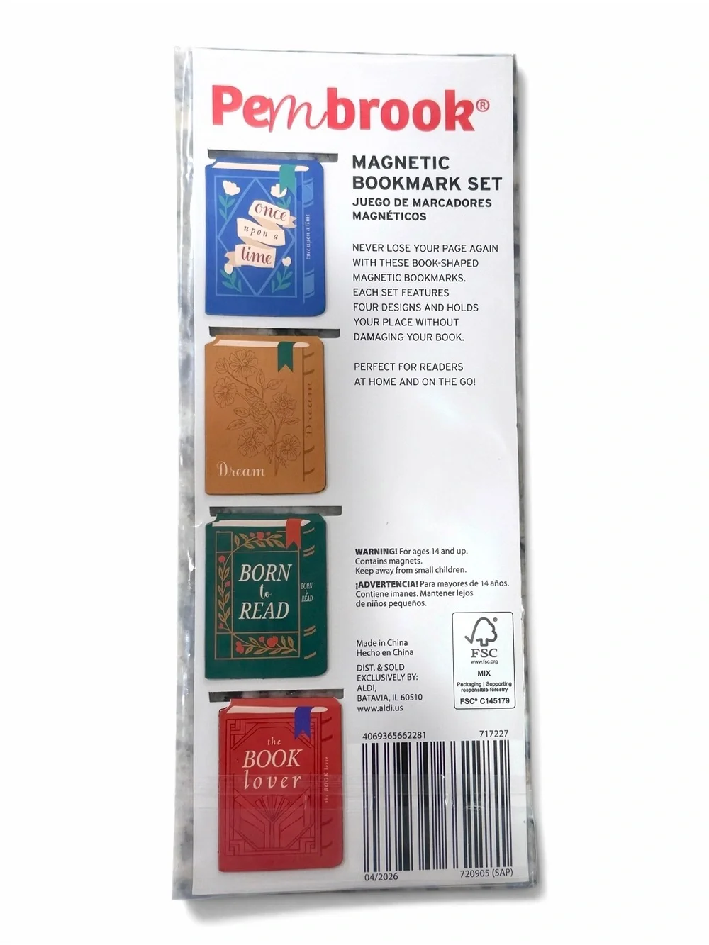 Pembrook Magnetic Bookmark Set Of 4 Pack Vintage Inspired Reader Gift Book Lover